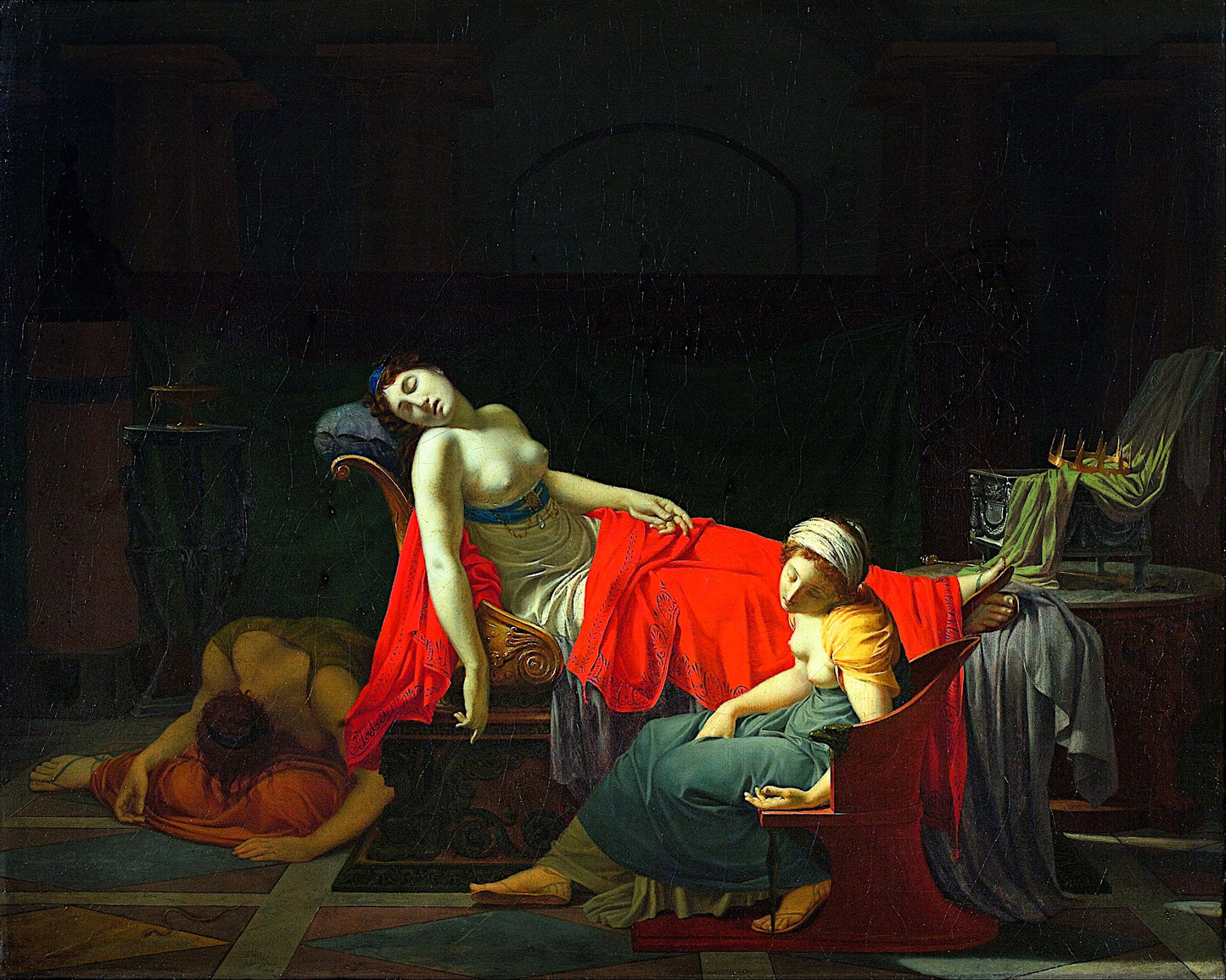 Death of Cleopatra, vintage artwork by Jean-Baptiste Regnault, 12x8" (A4) Poster