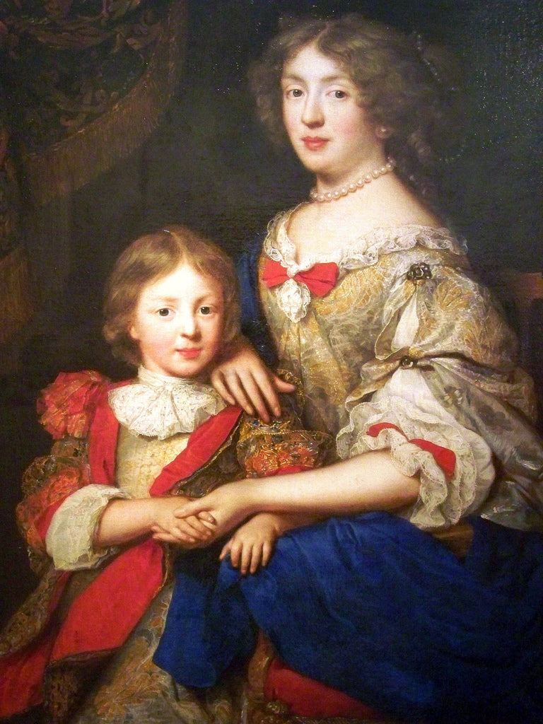 Portrait de Madame de Sillery and her son, vintage artwork by Claude Lefebvre, 12x8" (A4) Poster