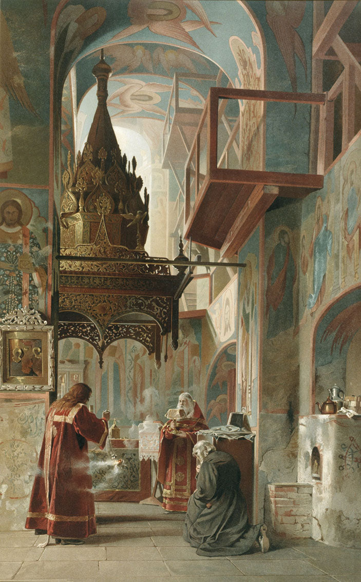 Inside the Altar, vintage artwork by Mikhail Villie, 12x8" (A4) Poster