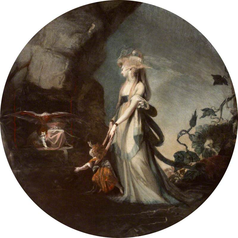 Mamillius Conjuring up Sprites and Goblins for His Mother, vintage artwork by Johann Heinrich Füseli, 12x8" (A4) Poster
