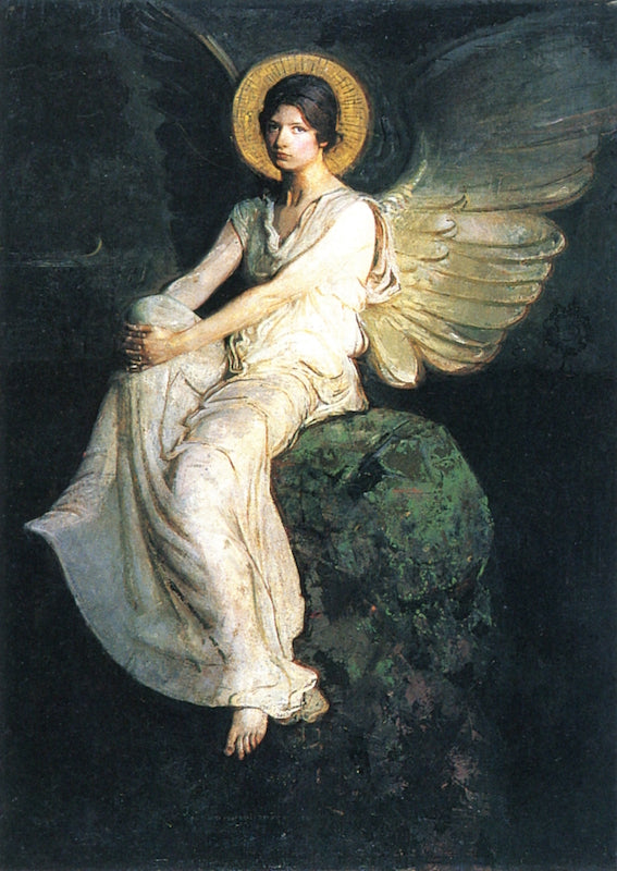 Angel Seated on a Rock, vintage artwork by Abbott Handerson Thayer, 12x8" (A4) Poster