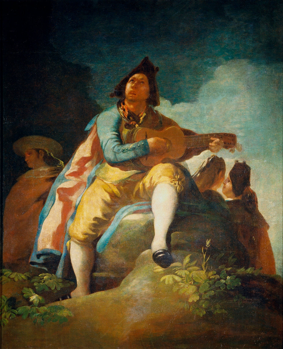 Guitar Player, vintage artwork by Francisco de Goya y Lucientes, 12x8" (A4) Poster