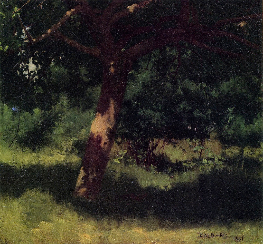 Midsummer Landscape with Apple Tree, vintage artwork by Dennis Miller Bunker, 12x8" (A4) Poster