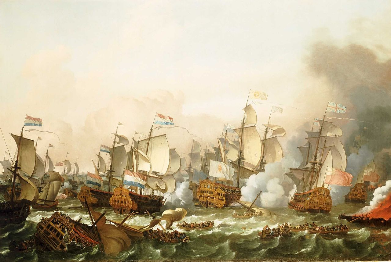 The Battle of Barfleur, 19 May 1692, vintage artwork by Ludolf Backhuysen, 12x8" (A4) Poster