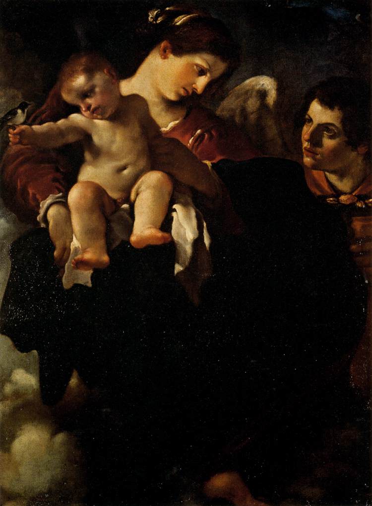 Madonna of the Swallow, vintage artwork by Guercino, 12x8" (A4) Poster