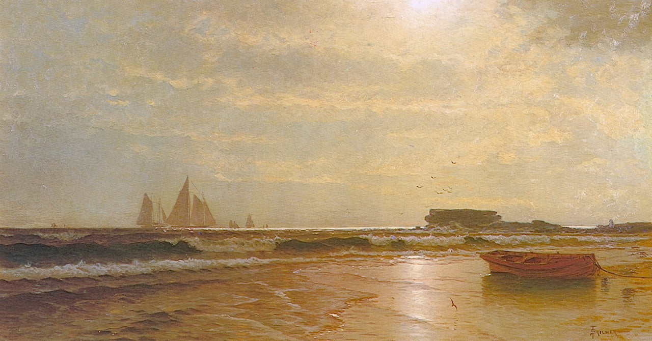 At Narragansett Pier, vintage artwork by Alfred Thompson Bricher, 12x8" (A4) Poster
