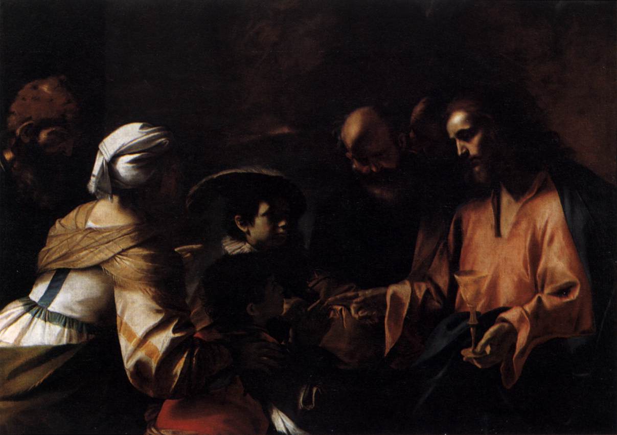 A Mother Entrusting Her Sons to Christ, vintage artwork by Mattia Preti, 12x8" (A4) Poster