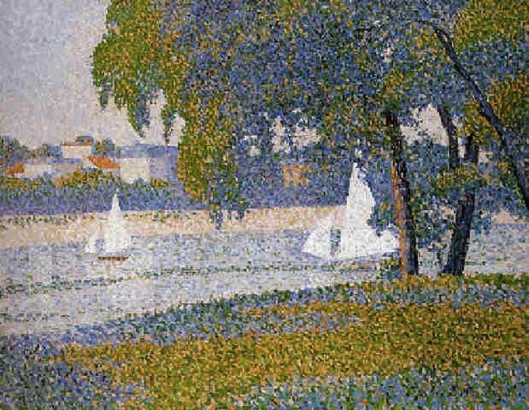 The Seine at Courbevoie, vintage artwork by Charles Angrand, 12x8" (A4) Poster