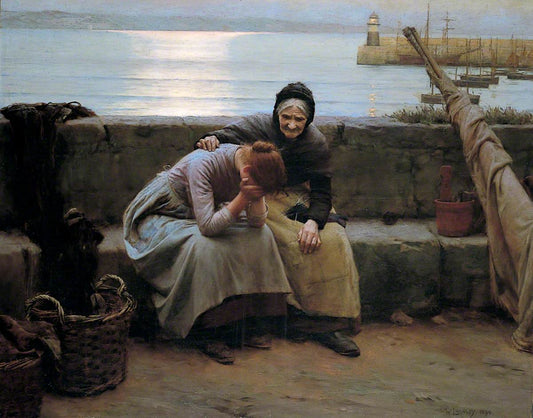 Never morning wore to evening but some heart did break, vintage artwork by Walter Langley, R. I., 12x8" (A4) Poster
