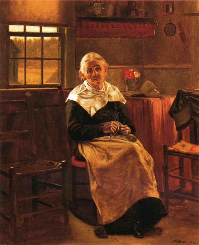 Dear Old Grannie, vintage artwork by John George Brown, 12x8" (A4) Poster