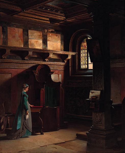 The Confession, vintage artwork by Adolf Seel, 12x8" (A4) Poster