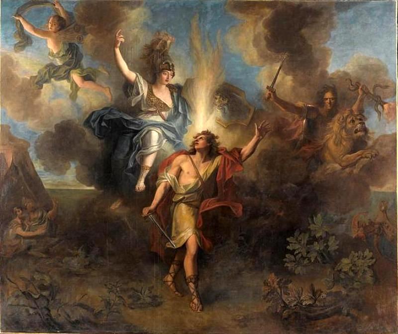 Departure of Achilles to Avenge Patroclus, vintage artwork by Charles-Antoine Coypel IV, 12x8" (A4) Poster
