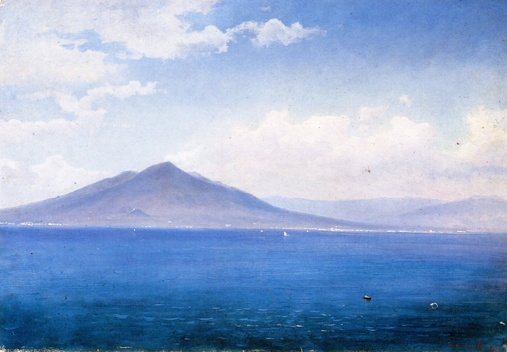 Bay of Naples, Vesuvius, from Sorrento, vintage artwork by William Stanley Haseltine, 12x8" (A4) Poster
