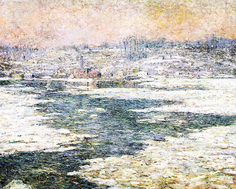Ice on the Hudson, vintage artwork by Ernest Lawson, 12x8" (A4) Poster