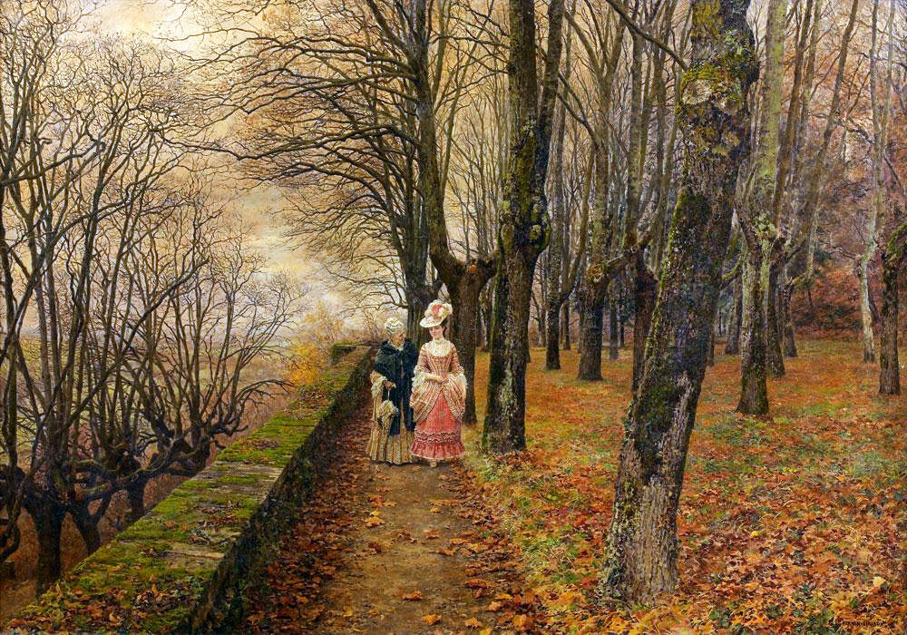 Autumn Promenade, vintage artwork by Marie-Francois Firmin-Girard, 12x8" (A4) Poster