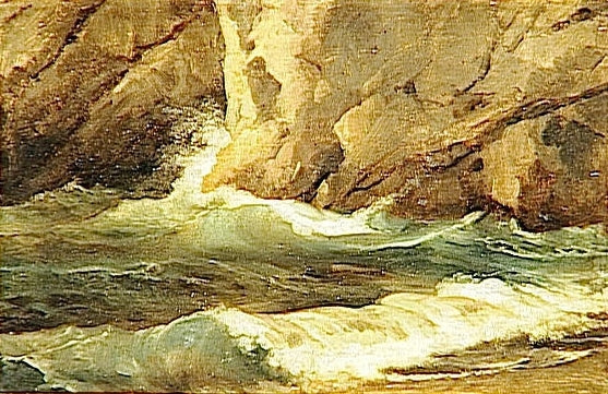 Waves beside Rocks, vintage artwork by Achille-Etna Michallon, A3 (16x12") Poster Print