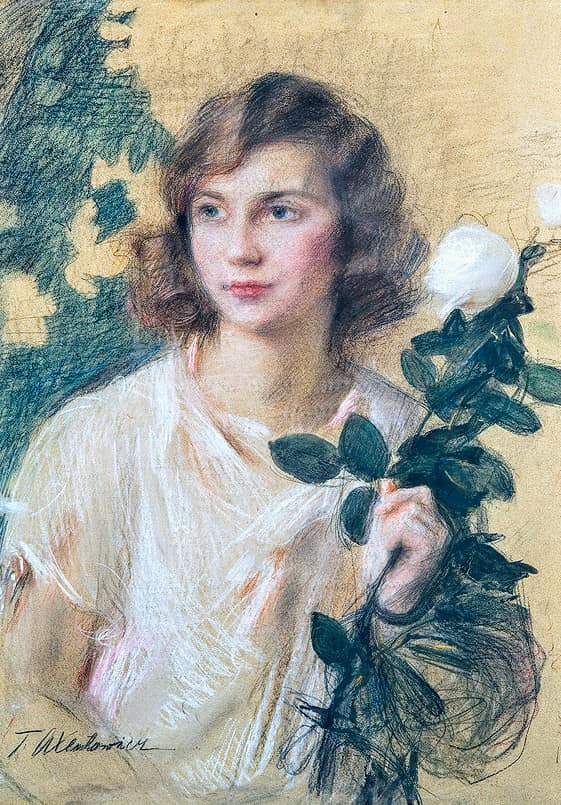 The White Rose, vintage artwork by Theodor Axentowicz, 12x8" (A4) Poster
