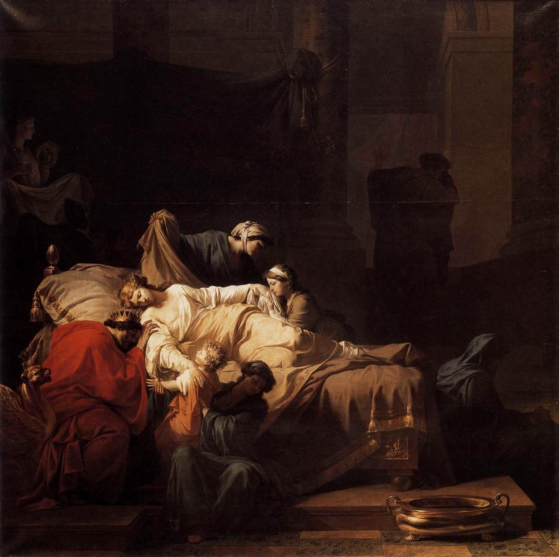 Dying Alceste, vintage artwork by Pierre Peyron, 12x8" (A4) Poster