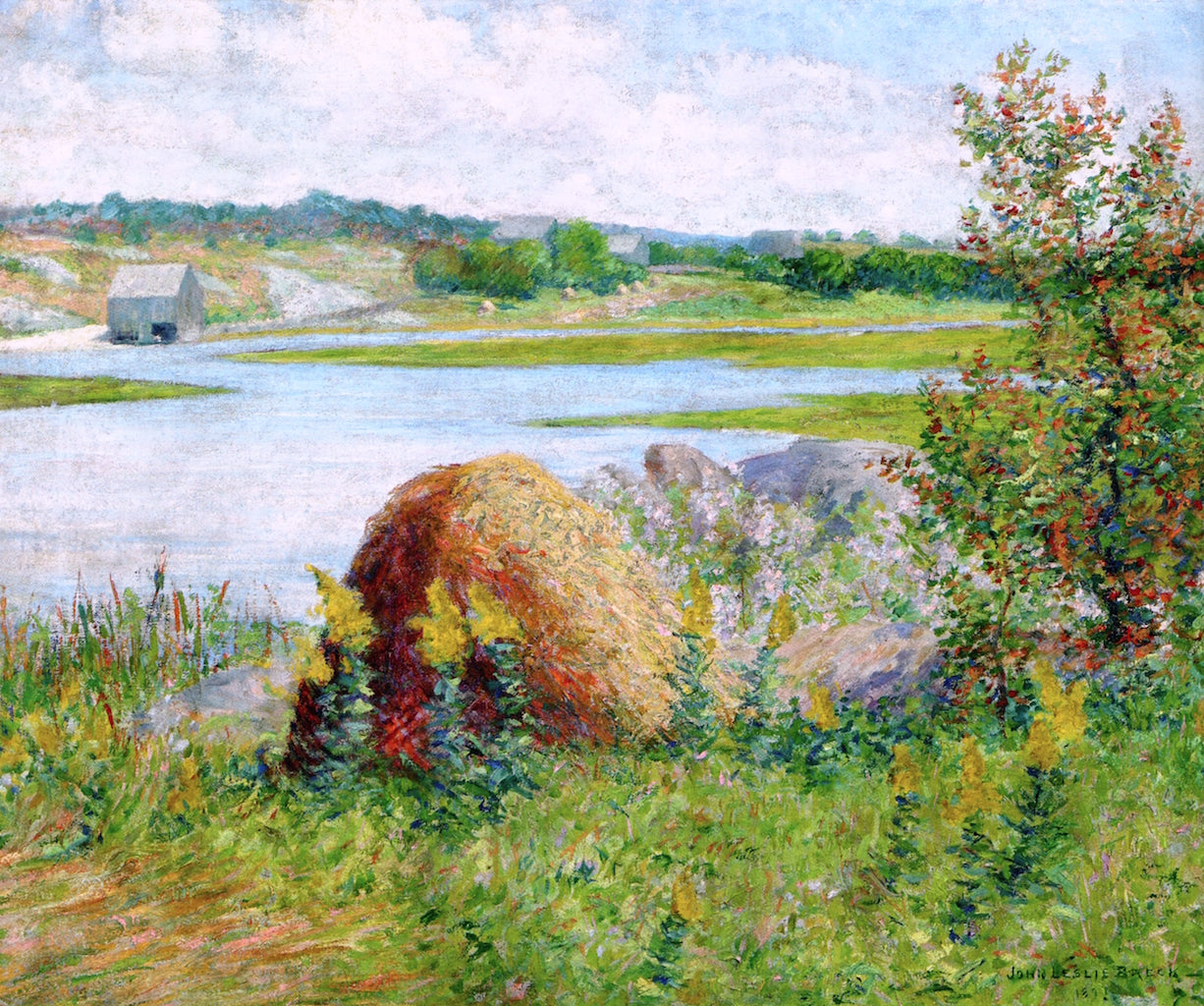 On the Essex River by John Leslie Breck,A3(16x12")Poster