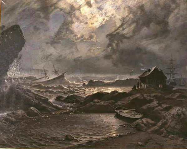 Stormnatt, vintage artwork by Knud Andreassen Baade, A3 (16x12") Poster Print