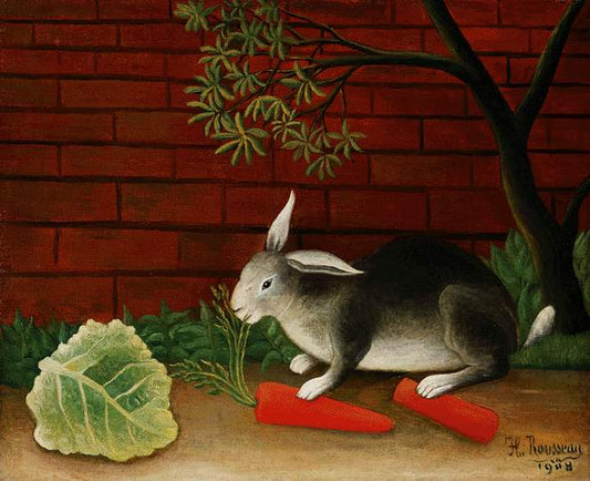 The Rabbit's Meal, vintage artwork by Henri Rousseau, 12x8" (A4) Poster