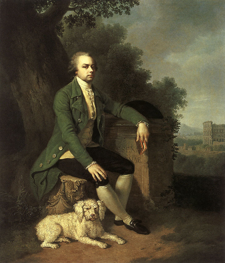Portrait of N.B. Yusupov with Dog, vintage artwork by Johann Baptist Lampi the Elder, 12x8" (A4) Poster
