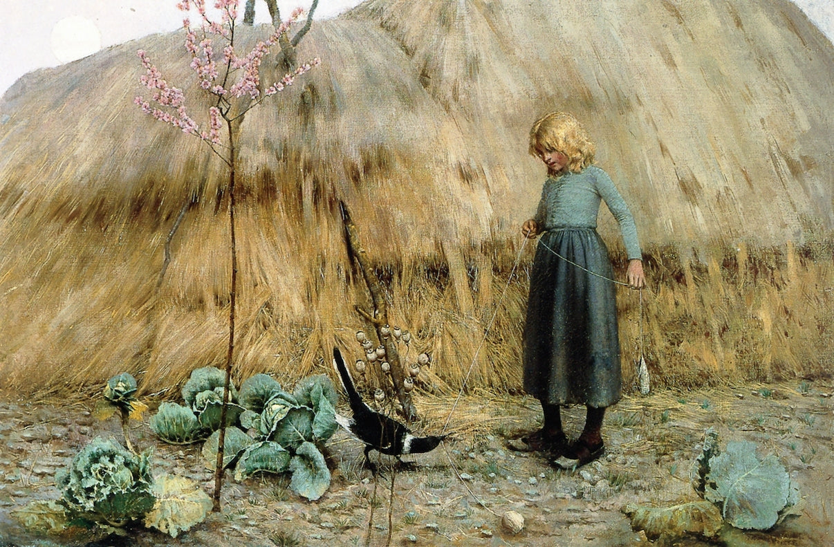 Peasant Girl with a Magpie by Frederick Judd Waugh,A3(16x12")Poster