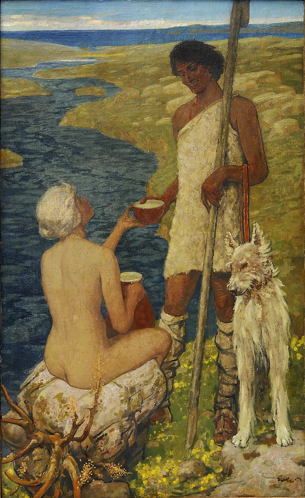 Meeting by the River by Fritz Erler,A3(16x12")Poster
