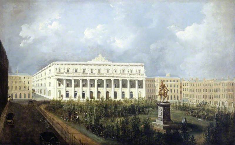 Leicester Square, London, with the Design for a Proposed New Opera House, vintage artwork by William Hodges, 12x8" (A4) Poster