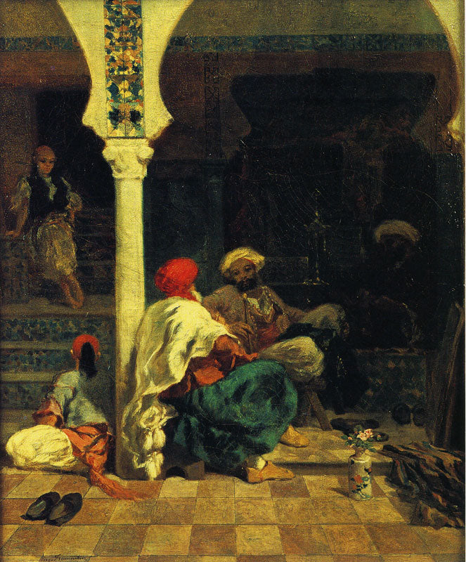 Tailors in front of the Mosque, vintage artwork by Eugène Fromentin, A3 (16x12") Poster Print