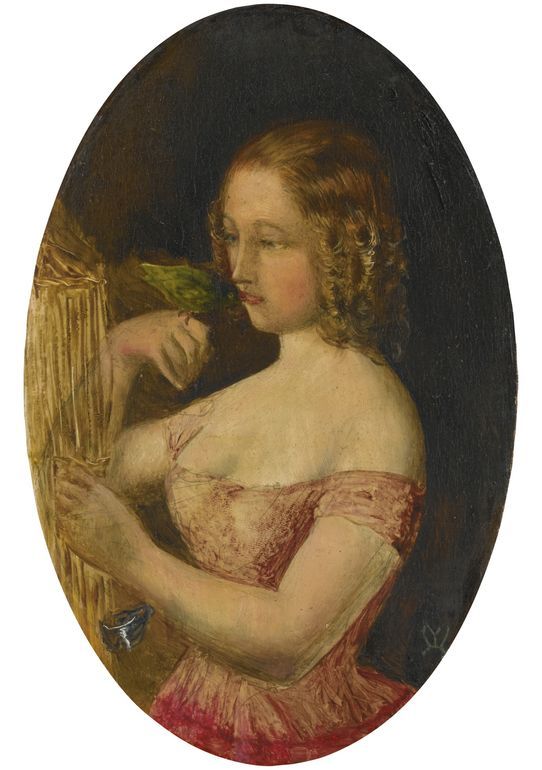 A Girl and a Bird, vintage artwork by Sir John Everett Millais, 12x8" (A4) Poster