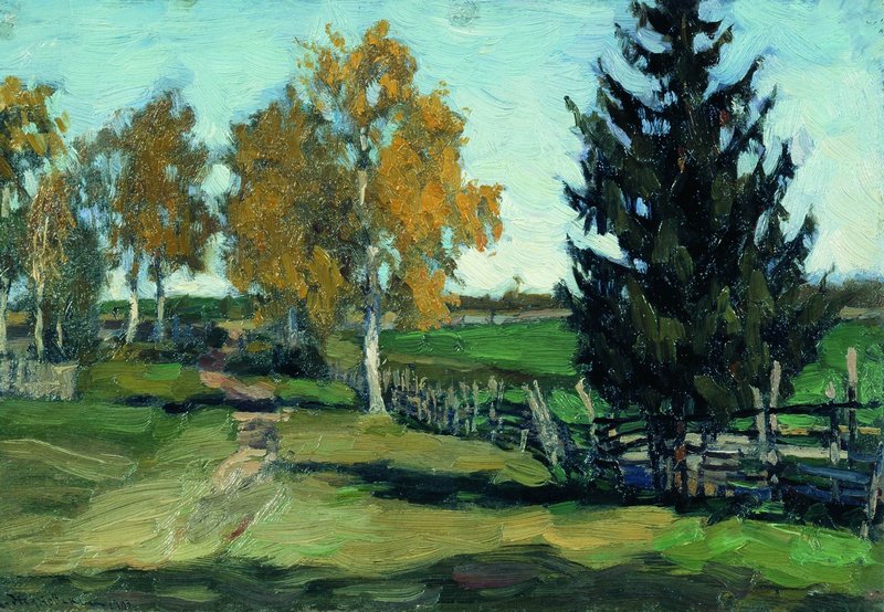 Autumn (study), vintage artwork by Stanislav Zhukovsky, 12x8" (A4) Poster