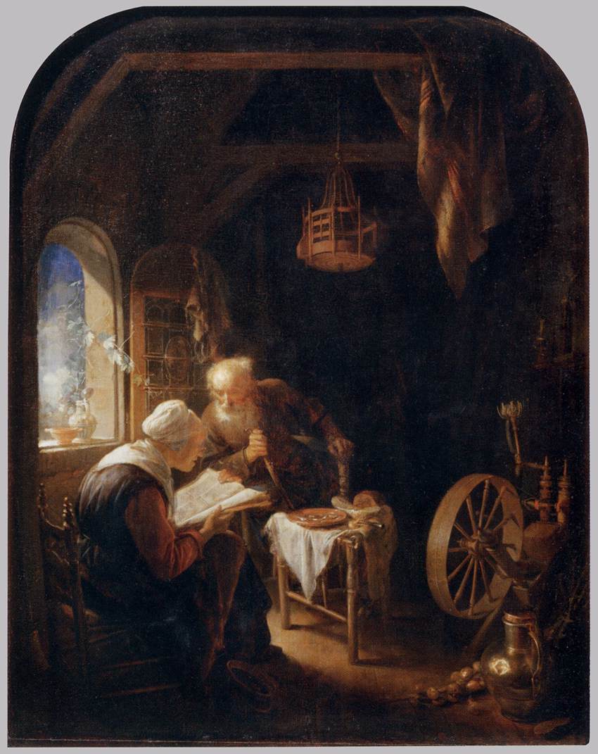 Woman Reading the Bible, vintage artwork by Gerrit Dou, 12x8" (A4) Poster