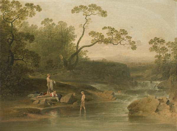 Old Swimming Hole, vintage artwork by Joshua Shaw, 12x8" (A4) Poster