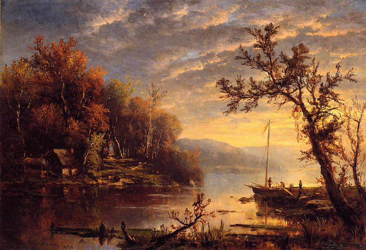 Autumn on the Hudson, vintage artwork by Regis François Gignoux, A3 (16x12") Poster Print