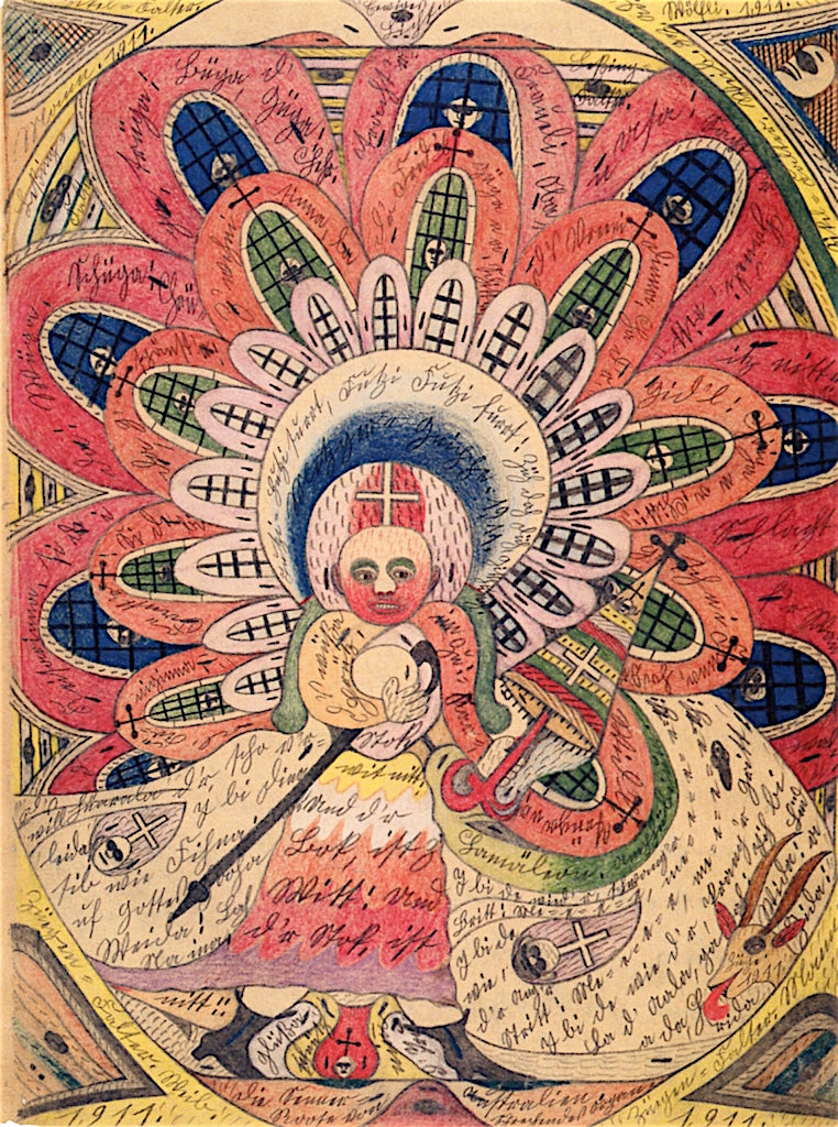 The Herdsman-Rose of Australia, vintage artwork by Adolf Wölfli, 12x8" (A4) Poster