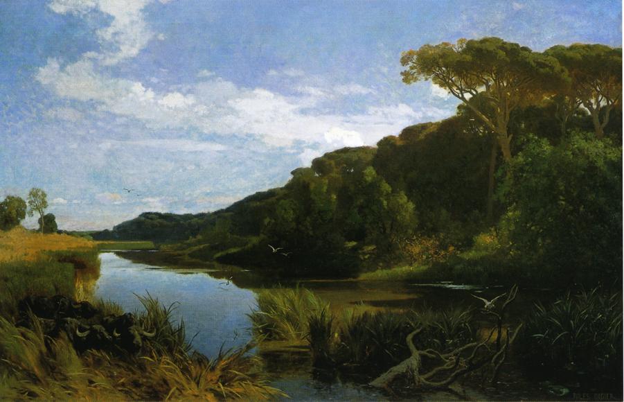 A Pine Forest at Castel Fusano, vintage artwork by Jules Didier, 12x8" (A4) Poster