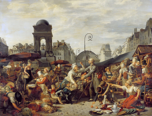 Scene du Marche des Innocents, vintage artwork by Jean-Charles Tardieu, 12x8" (A4) Poster