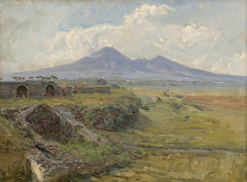 View of the Roman Campagna in the Morning, vintage artwork by Viggo Johansen, 12x8" (A4) Poster
