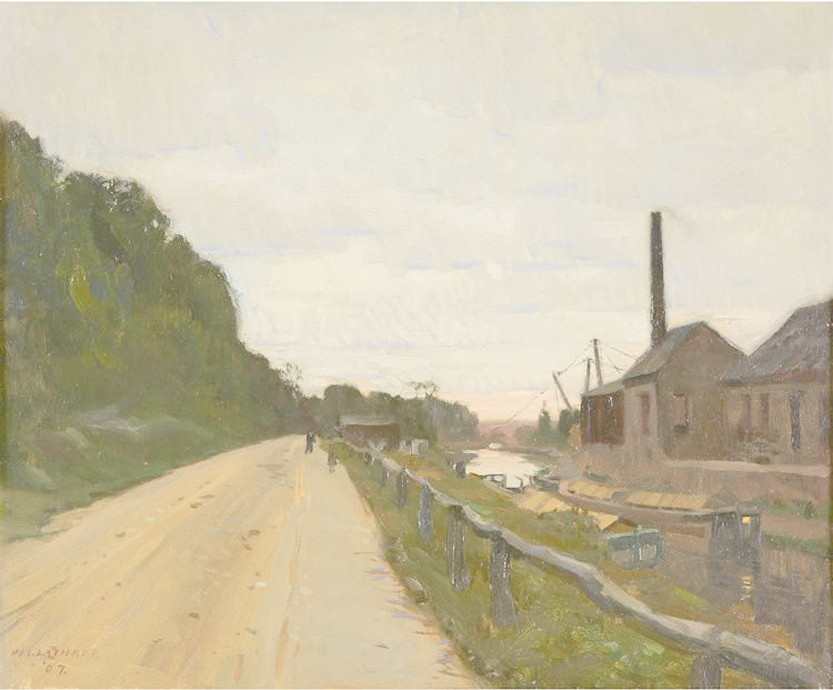 Road by the Canal, vintage artwork by William Langson Lathrop, 12x8" (A4) Poster
