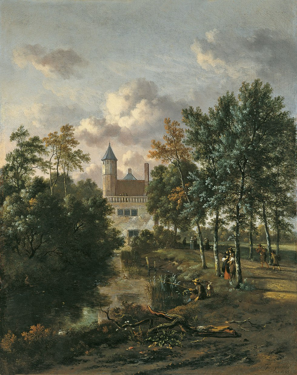 Castle in a Forest, vintage artwork by Jan Wijnants, 12x8" (A4) Poster