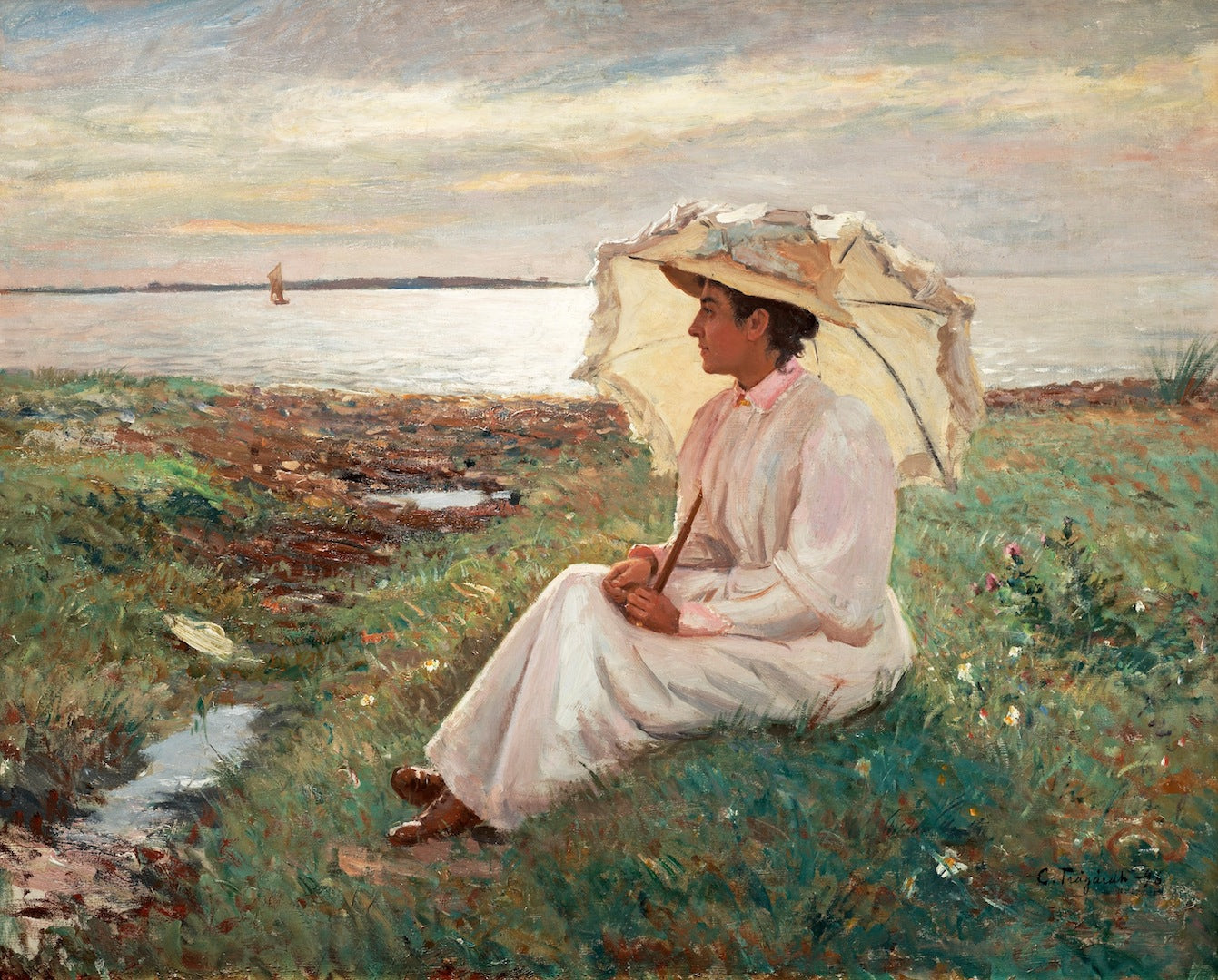 Elegant Lady by the Sea by Carl Tragardh,A3(16x12")Poster