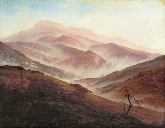 Riesengebirge Landscape with Rising Fog, vintage artwork by Caspar David Friedrich, 12x8" (A4) Poster