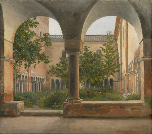 The Cloisters of San Lorenzo Fuori le Mura in Rome, vintage artwork by Christoffer Wilhelm Eckersberg, 12x8" (A4) Poster