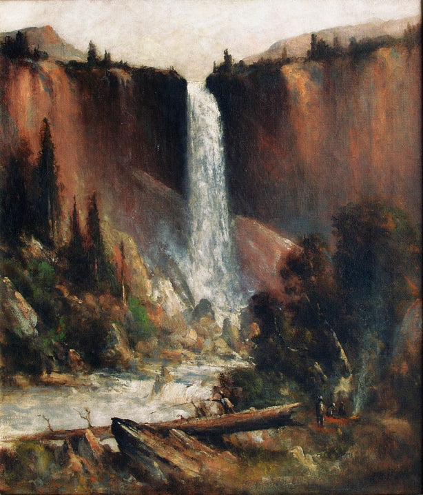 Angler's Camp Below Nevada Falls, vintage artwork by Thomas Hill, 12x8" (A4) Poster