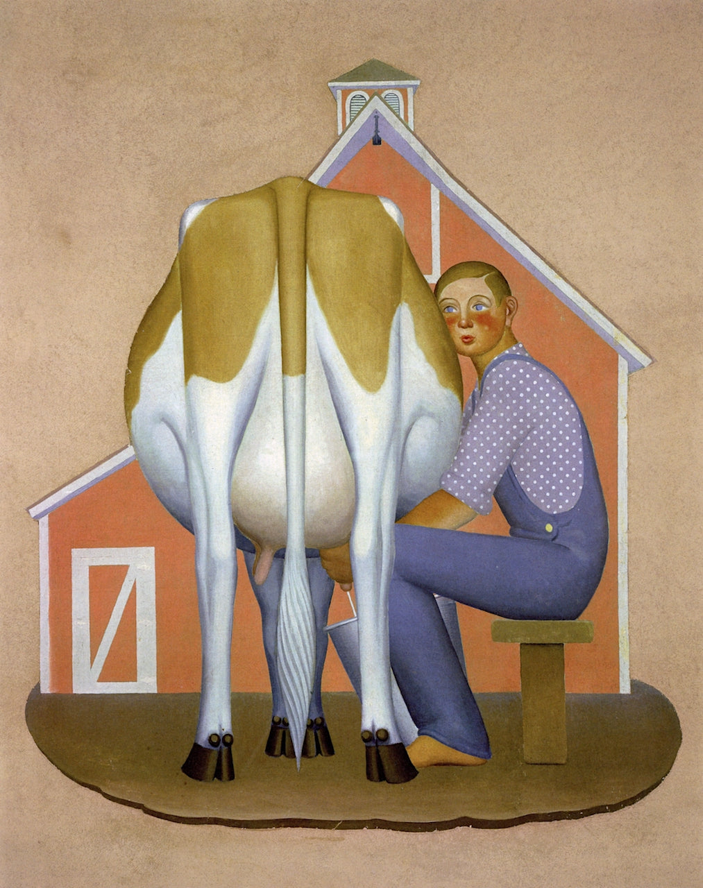 Boy Milking Cow by Grant Wood,16x12(A3) Poster
