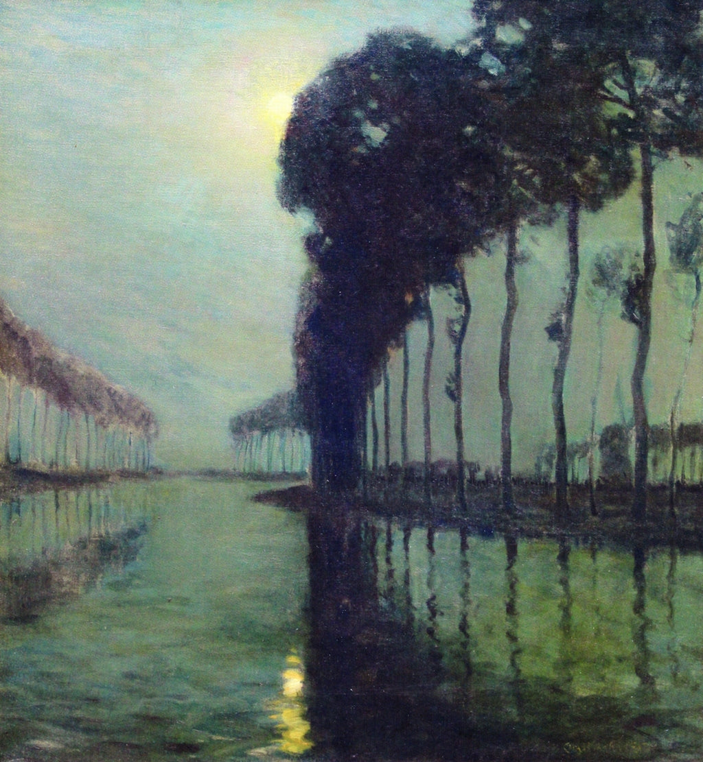 Moonlight on the Bruges Canal, vintage artwork by Charles Warren Eaton, 12x8" (A4) Poster