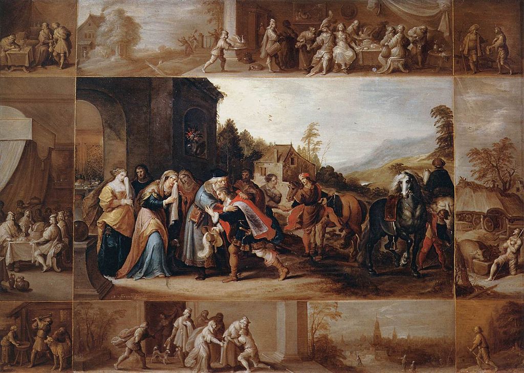 The Parable of the Prodigal Son, vintage artwork by Frans Francken the Younger, 12x8" (A4) Poster