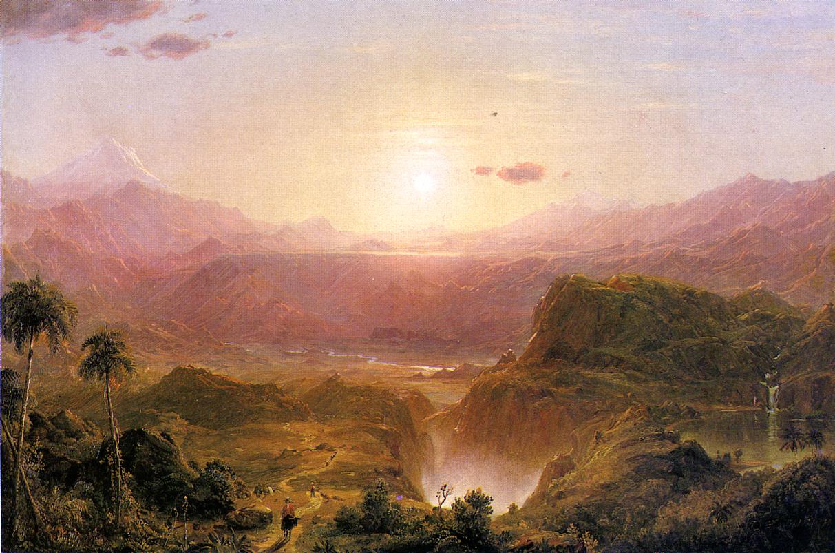 The Andes of Ecuador, vintage artwork by Frederic Edwin Church, 12x8" (A4) Poster