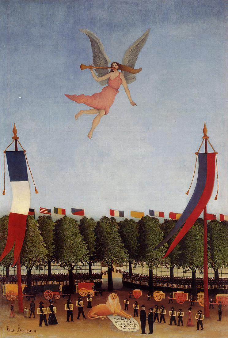Liberty Inviting Artists to Take Part in the 22nd Exhibition of the Society of Independent Artists, vintage artwork by Henri Rousseau, 12x8" (A4) Poster